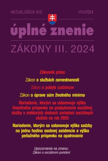 Obálka knihy Aktualizácia III/2 / 2024 - Zákonník práce a zamestnávanie