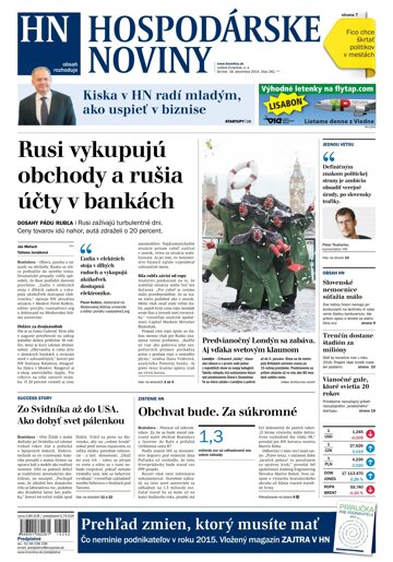 Obálka e-magazínu Hospodárske noviny 18.12.2014