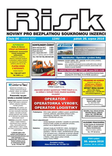 Obálka e-magazínu Risk 66/2016