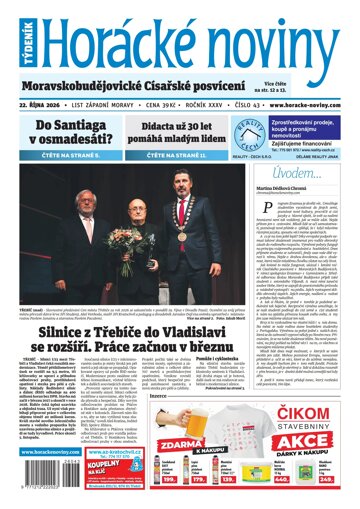 Obálka e-magazínu Horácké Noviny 43/2026
