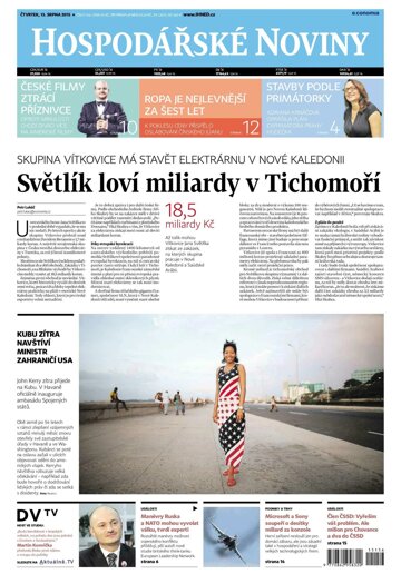 Obálka e-magazínu Hospodářské noviny 156 - 13.8.2015