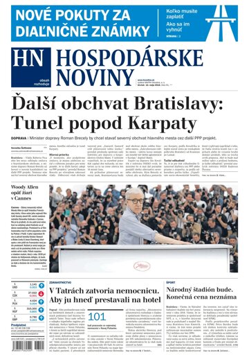 Obálka e-magazínu Hospodárske noviny 12.05.2016