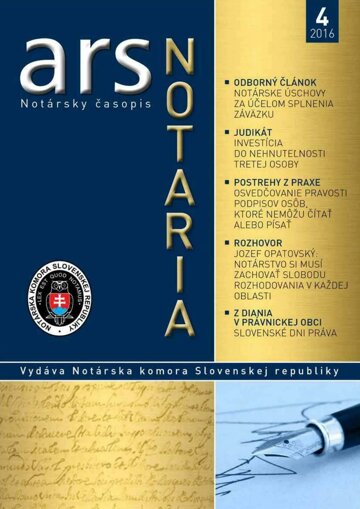 Obálka e-magazínu Ars notaria 04 2016