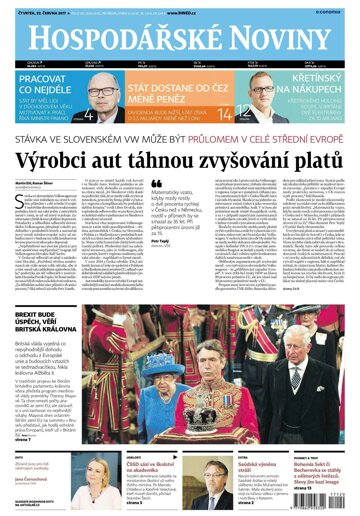 Obálka e-magazínu Hospodářské noviny 120 - 22.6.2017