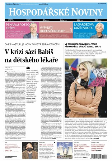 Obálka e-magazínu Hospodářské noviny 209 - 29.10.2020