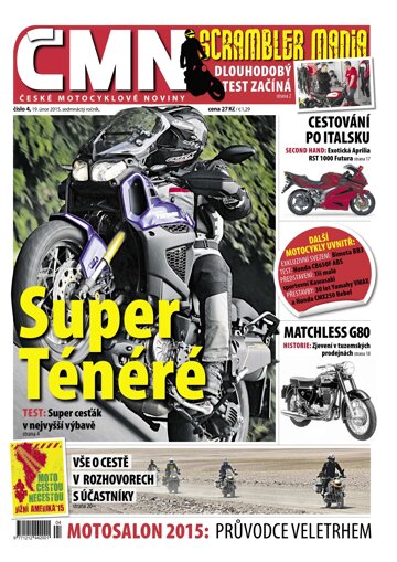 Obálka e-magazínu ČESKÉ MOTOCYKLOVÉ NOVINY 4/2015