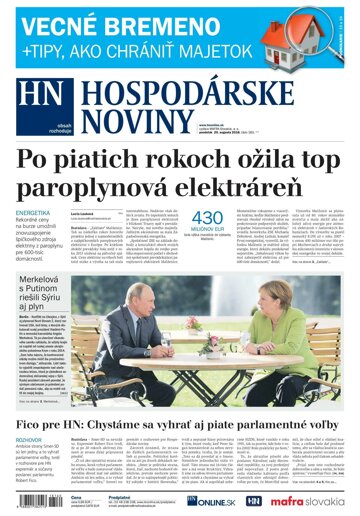 Obálka e-magazínu Hospodárske noviny 20.8.2018