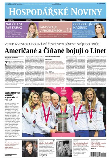 Obálka e-magazínu Hospodářské noviny 218 - 12.11.2018
