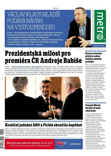 Obálka e-magazínu deník METRO 17.10.2017