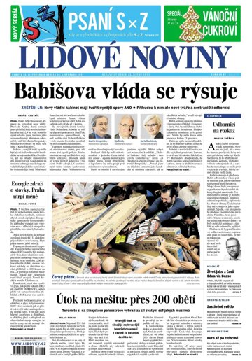 Obálka e-magazínu Lidové noviny 25.11.2017