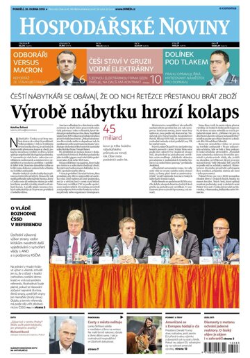 Obálka e-magazínu Hospodářské noviny 083 - 30.4.2018
