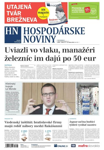 Obálka e-magazínu Hospodárske noviny 19.10.2018