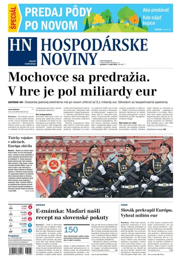 Obálka e-magazínu Hospodárske noviny 09.05.2016