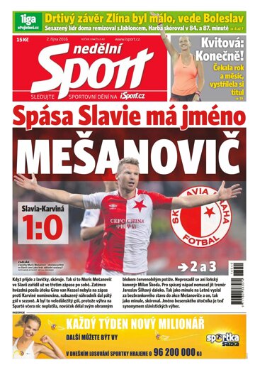 Obálka e-magazínu Nedělní Sport 2.10.2016