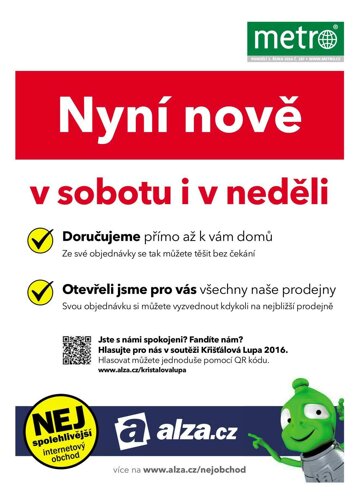 Obálka e-magazínu deník METRO 3.10.2016