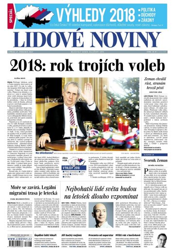 Obálka e-magazínu Lidové noviny 27.12.2017