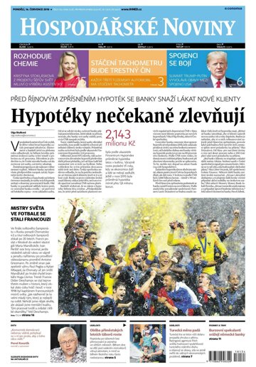 Obálka e-magazínu Hospodářské noviny 134 - 16.7.2018