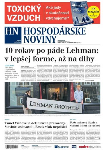 Obálka e-magazínu Hospodárske noviny 14.09.2018
