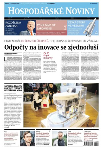 Obálka e-magazínu Hospodářské noviny 215 - 7.11.2018
