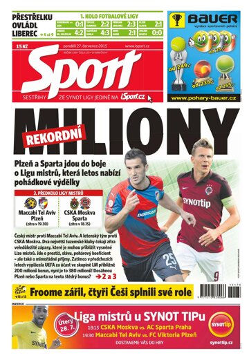 Obálka e-magazínu Sport 27.7.2015