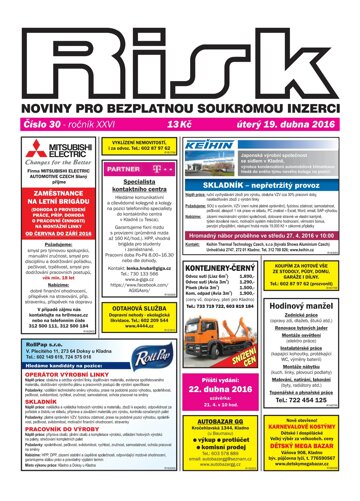 Obálka e-magazínu Risk 30/2016