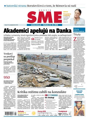 Obálka e-magazínu SME 13.10.2018