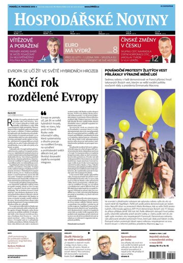 Obálka e-magazínu Hospodářské noviny 250 - 31.12.2018