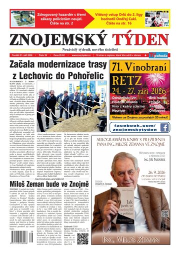 Obálka e-magazínu Znojemský týden 39/2026