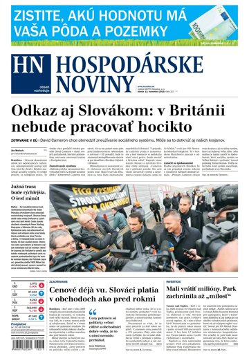 Obálka e-magazínu Hospodárske noviny 11.11.2015
