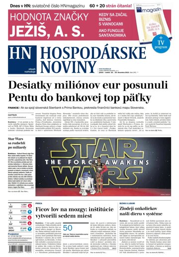 Obálka e-magazínu Hospodárske noviny 18.12.2015