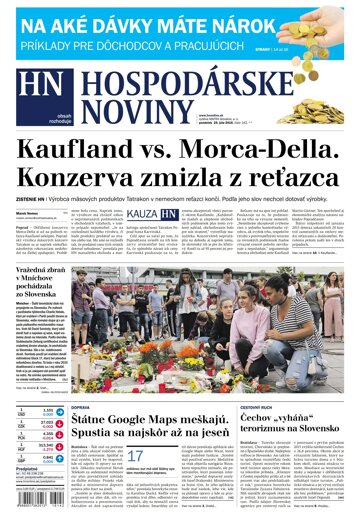 Obálka e-magazínu Hospodárske noviny 25.07.2016