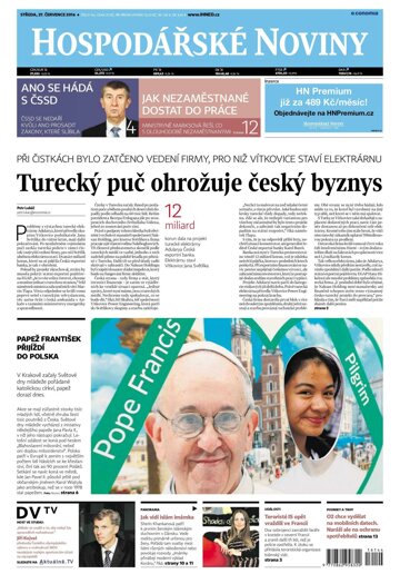 Obálka e-magazínu Hospodářské noviny 144 - 27.7.2016