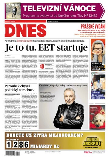 Obálka e-magazínu MF Dnes 1.12.2016