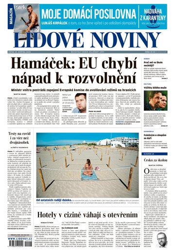 Obálka e-magazínu Lidové noviny 22.5.2020