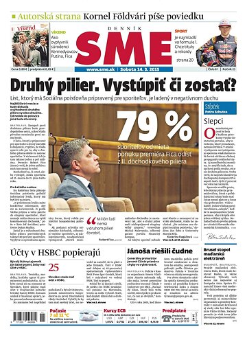 Obálka e-magazínu SME 14.3.2015