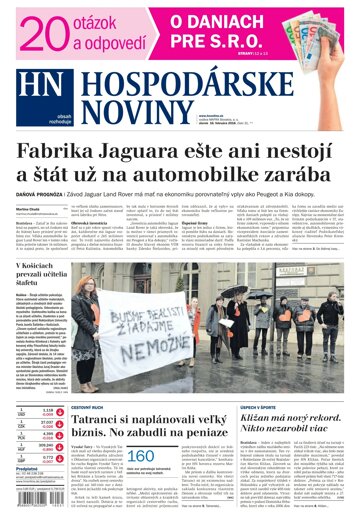 Obálka e-magazínu Hospodárske noviny 16.02.2016