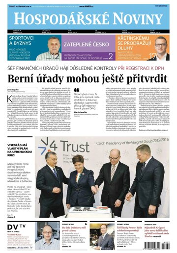 Obálka e-magazínu Hospodářské noviny 032 - 16.2.2016
