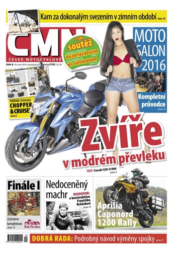 Obálka e-magazínu ČESKÉ MOTOCYKLOVÉ NOVINY 4/2016