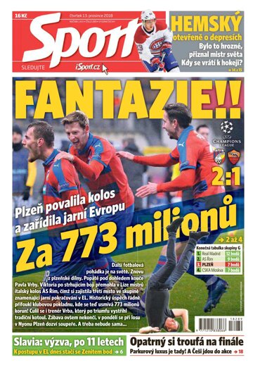 Obálka e-magazínu Sport 13.12.2018