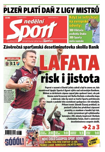 Obálka e-magazínu Nedělní Sport 2.8.2015