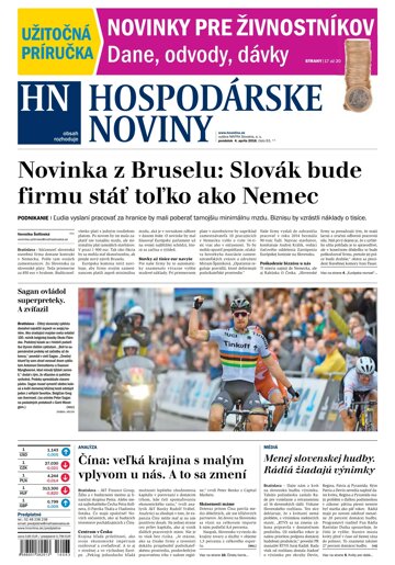 Obálka e-magazínu Hospodárske noviny 04.04.2016