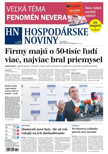 Obálka e-magazínu Hospodárske noviny 25.08.2017