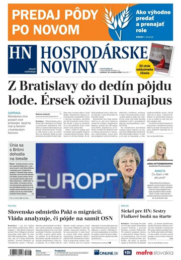 Obálka e-magazínu Hospodárske noviny 26.11.2018