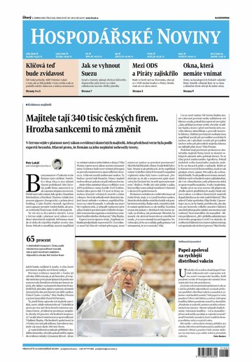 Obálka e-magazínu Hospodářské noviny 065 - 6.4.2021