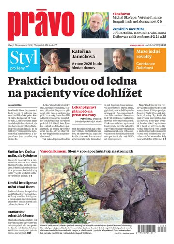 Obálka e-magazínu Deník Právo 30.12.2025