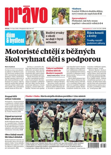 Obálka e-magazínu Deník Právo 14.10.2026