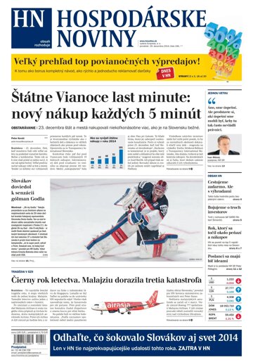 Obálka e-magazínu Hospodárske noviny 29.12.2014