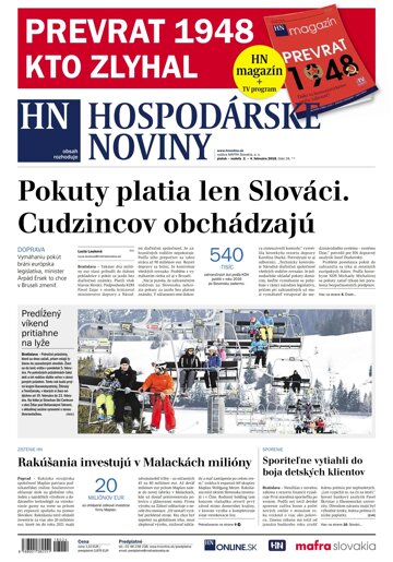 Obálka e-magazínu Hospodárske noviny 02.02.2018