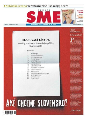 Obálka e-magazínu SME 18.3.2019