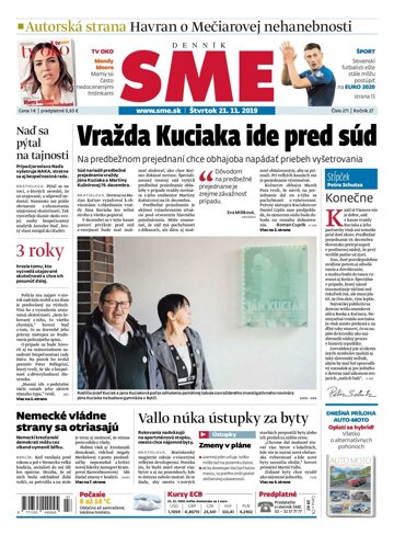 Obálka e-magazínu SME 21.11.2019